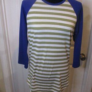 LuLaRoe Small Randy Royal Blue White Tan Stripe NWOT